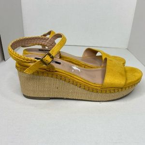 Kenzie Timothy Wedge Platform Sandals Mustard 9
